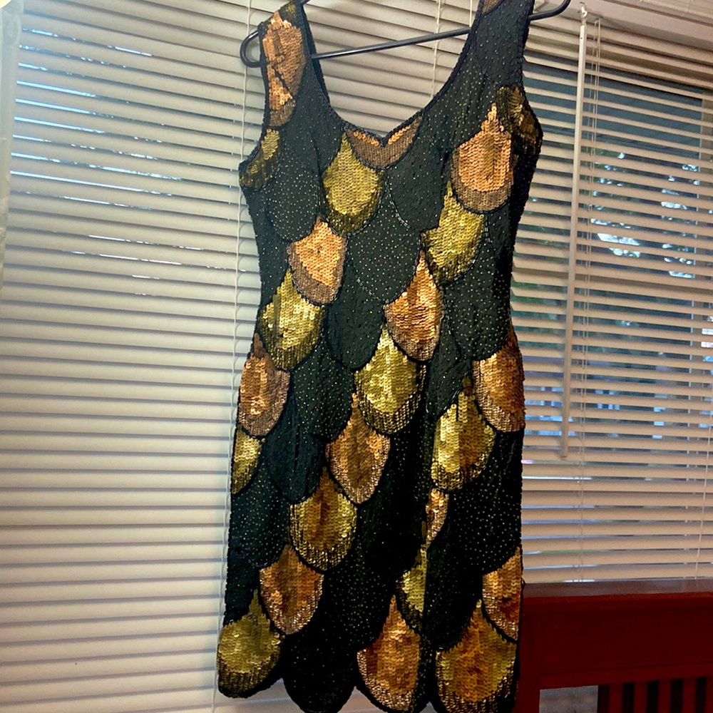 90s Sequin Scallop Edge Dress